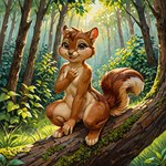 big_eyes female feral forest genitals nude plant pussy sitting smile solo tree denis0k chipmunk ground_squirrel mammal rodent sciurid