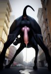 absurd_res animal_genitalia animal_penis anus balls black_body black_fur bodily_fluids brown_eyes butt canid canine canine_genitalia canine_penis canis city cum cum_drip cum_on_ground detailed detailed_background detailed_fur domestic_dog dripping erection feral fur genital_fluids genitals great_dane hi_res leaking_cum looking_at_viewer looking_back looking_back_at_viewer low-angle_view male mammal mastiff molosser motion_lines outdoors outside penis presenting presenting_anus presenting_hindquarters presenting_penis raised_tail realistic realistic_fur rear_view shuffur solo street