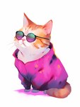 ambiguous_gender clothing countershading eyewear feral fur orange_body orange_fur pink_nose simple_background solo sunglasses whiskers white_background sappy_(director) domestic_cat felid feline felis mammal hi_res shaded