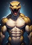 abs anthro athletic athletic_anthro athletic_male biceps looking_at_viewer male muscular muscular_anthro muscular_male nude obliques pecs ripped_muscles serratus solo tail tongue triceps vein anonymous_director reptile scalie snake hi_res