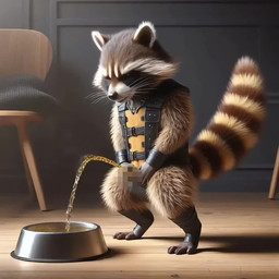 anthro bdsm bodily_fluids bondage bound genital_fluids male peeing peeing_into_container solo urine watersports lerrmot rocket_raccoon mammal procyonid raccoon animated censored short_playtime webm