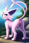 anus attempted_signature bodily_fluids butt eevee_k eeveelution espeon female feral generation_2_pokemon genital_fluids genitals hi_res looking_at_viewer looking_back looking_back_at_viewer mammal pokemon_(species) presenting presenting_hindquarters pussy pussy_juice solo