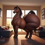 big_butt butt female feral huge_butt hyper hyper_butt overweight solo thick_thighs wide_hips saintghostai equid equine horse mammal