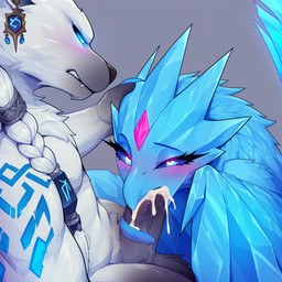 <3 <3_eyes anthro anthro_on_feral balls beak beak_fetish beak_play beak_sex beakjob bestiality black_penis blue_body blue_eyes bodily_fluids braided_hair clenched_teeth cum cum_in_mouth cum_inside duo erection eyelashes feathers fellatio female feral forehead_gem fur genital_fluids genitals hair ice long_eyelashes male male/female muscular muscular_male narrowed_eyes oral penile penis saliva saliva_on_penis sex simple_background teeth tongue tongue_around_penis video_games white_body white_fur wings anonymous_director unknown_director league_of_legends riot_games tencent anivia_(lol) volibear_(lol) avian bird elemental_creature mammal mythological_avian mythological_firebird phoenix ursid brother_(lore) brother_and_sister_(lore) sibling_(lore) sister_(lore)