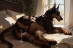 after_sex animal_genitalia animal_pussy bodily_fluids canid canine canine_genitalia canine_pussy canis cum cum_drip cum_in_pussy cum_inside dobermann domestic_dog dripping female feral fishnet genital_fluids genitals inside jay94 looking_pleasured mammal pinscher pussy solo