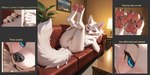 anthro belt blue_eyes blush claws clothing featureless_crotch female fur furniture hair inside lamp painting_(object) plant solo white_body white_fur anonymous_director canid canine canis mammal wolf hi_res