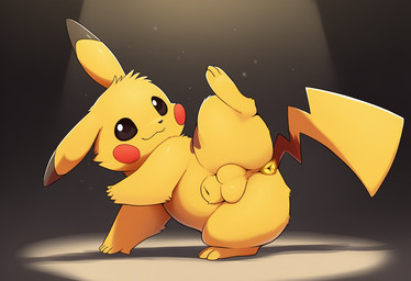 animal_genitalia anus balls butt feet feral fully_sheathed fur genitals looking_at_viewer male perineum presenting presenting_anus presenting_balls presenting_hindquarters presenting_sheath puffy_anus raised_leg sheath simple_background smile soles solo spotlight spread_legs spreading tail tuft yellow_body yellow_fur jomisa nintendo pokemon generation_1_pokemon pikachu pokemon_(species) digital_media_(artwork)