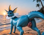 anatomically_correct animal_genitalia animal_pussy anus beach beach_background blue_body blue_eyes butt canine_genitalia canine_pussy dripping dripping_pussy dripping_wet female feral genitals glistening glistening_body glistening_genitalia looking_at_viewer looking_back looking_back_at_viewer palm_tree pawpads photorealism photorealistic pink_anus pink_pussy plant presenting presenting_hindquarters presenting_pussy puffy_anus pussy quadruped raised_tail sand sea seaside solo sunset tree tropical water rudderbuttai(director) eeveelution generation_1_pokemon pokemon_(species) vaporeon hi_res