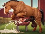 anatomically_correct anatomically_correct_genitalia anatomically_correct_penis animal_genitalia animal_penis balls barn big_balls big_penis black_balls black_penis bodily_fluids breeding_mount brown_body brown_fur cum cum_inside cum_on_ground cum_pool cumshot detailed_background ejaculation equine_genitalia equine_penis erection excessive_cum excessive_genital_fluids eyes_closed feral flared_penis fur genital_fluids genitals grass hay hooves huge_balls huge_penis internal looking_pleasured male mane masturbation medial_ring muscular muscular_feral muscular_male open_mouth orgasm orgasm_face outside penetrable_sex_toy penile penile_masturbation penis plant quadruped saggy_balls sex_toy solo vein veiny_balls veiny_muscles veiny_penis wraps anonymous_director equid equine horse mammal