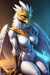 abs accipitrid accipitriform anthro athletic athletic_anthro athletic_female avian beak bird birdovo breasts eagle female hi_res mask navel solo wings