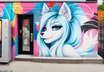 anthro canid canine female fox hybrid hyper mammal mural painting solo street yiffye18