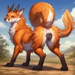 animal_genitalia animal_pussy anus bodily_fluids canine_genitalia canine_pussy claws cloud dirt dragon_tail female feral fur genital_fluids genitals grass horn looking_at_viewer looking_back looking_back_at_viewer mythology orange_body orange_eyes orange_fur outside paws plant pussy pussy_juice raised_tail seductive solo toe_claws tree whiskers white_body white_fur firewolf890 canid canine dragon fox furred_dragon hybrid mammal mythological_creature mythological_scalie scalie hi_res
