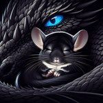 anthro black_body black_fur blue_eyes close-up duo eyes_closed female feral fur male male/female sleeping loganth chocolatechilla chinchilla chinchillid dragon mammal rodent