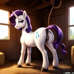 animal_genitalia animal_pussy anus barn butt cutie_mark equid equine equine_genitalia equine_pussy female feral genitals hair_to_side horse looking_at_viewer mammal mercrantos my_little_pony presenting presenting_hindquarters presenting_pussy pussy rarity_(mlp) solo