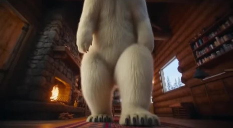 anthro butt cabin close_up crotch_focus crouching featureless_crotch feet fur low-angle_view macro male micro_pov paws size_difference solo tail tall walking white_body white_fur shut_up_and_watch mammal polar_bear ursid ursine animated short_playtime webm