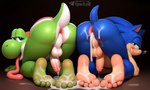 4_toes after_sex all_fours anthro anus ass_up backsack balls barefoot bedroom_eyes biped black_background blue_body blue_eyes bodily_fluids butt cum cum_drip cum_from_ass cum_in_ass cum_inside cum_on_balls cum_on_butt cum_on_feet cum_on_ground cum_on_leg cum_on_penis cum_string dripping duo erection feet foot_focus fur genital_fluids genitals glans green_body green_eyes grin half-closed_eyes humanoid_feet humanoid_genitalia humanoid_penis leaking_cum long_tongue looking_at_viewer looking_back looking_back_at_viewer male male/male narrowed_eyes nude penis perineum pink_glans plantigrade presenting presenting_hindquarters rear_view seductive short_tail simple_background smile soles tail take_your_pick tan_body teeth text toes tongue tongue_out white_balls white_body sergalbutt sonic_the_hedgehog_(series) sonic_the_hedgehog eulipotyphlan green_yoshi hedgehog mammal reptile scalie yoshi 5:3 signature url