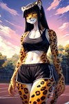 anthro bra clothing female park solo sports_bra underwear unknown_director felid jaguar mammal pantherine tagme