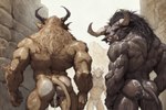 anthro backsack balls bodily_fluids cum cum_in_ass cum_inside duo genital_fluids genitals horn male muscular muscular_male rear_view charr felid mammal tail