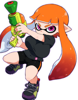 breasts clothing female footwear humanoid_pointy_ears pseudo_hair purple_eyes shoes simple_background solo tentacle_hair tentacles toy toy_gun water_gun anonymous_director nintendo splatoon animal_humanoid cephalopod cephalopod_humanoid humanoid inkling marine marine_humanoid mollusk mollusk_humanoid hi_res