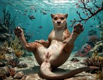 anus female feral genitals looking_at_viewer pawpads paws pussy solo spread_legs spreading underwater water jelloponies lutrine mammal mustelid river_otter hi_res