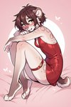 accessory anthro breasts clothing dress female garter long_legs looking_at_viewer sitting small_breasts solo teenager young foxlover7796 fan_character fryaz_(f-r95) felid machairodontine mammal hi_res