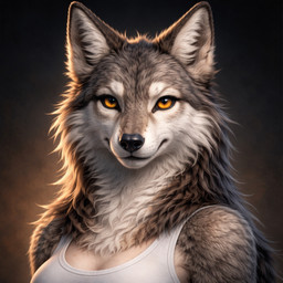 anthro dark_background detailed_fur elongated_muzzle expressive_eyes female prick_ears realistic_fur solo studio_lighting fauirien canid canine mammal detailed portrait