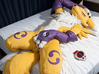 3_fingers anthro blue_eyes female fingering fingers fur genitals grok_imagine masturbation moan pussy solo vaginal vaginal_fingering white_body white_fur yellow_body knotty_sergal sound_warning bandai_namco digimon digimon_(species) renamon animated short_playtime sound webm