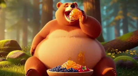 anthro belly belly_rub big_belly day detailed_background detailed_fur eating eating_food female forest fur growing happy hyper hyper_belly light mature_female night overweight overweight_anthro overweight_female plant solo sora_2 sound_warning sunlight tree gridanon mammal ursid animated detailed short_playtime sound webm