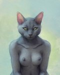 anthro areola domestic_cat felid feline felis female front_view mammal nipples seductive shaded_area solo