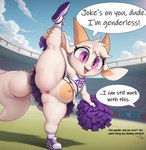 anthro anus cheerleader_outfit dr_crapola female horn purple_eyes raised_leg rear_view short_stack solo tail thick_thighs fwench_fwy_(chikn_nuggit) dragon