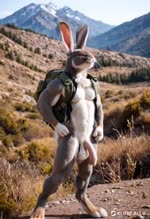 abs anthro balls big_ears big_penis bouncing_penis brown_body brown_fur chest_tuft clothing detailed_background flaccid fluffy fur genitals grey_body grey_fur hand_on_hip humanoid_genitalia humanoid_penis light looking_at_viewer male mountains muscular muscular_male nature nature_background navel nipples nub_tail outdoor_nudity outdoors paws penis photorealism photorealistic pink_nose realistic realistic_fur realistic_lighting smile smiling_at_viewer solo sunlight topwear tuft vest white_body white_fur anonymous_director lagomorph leporid mammal rabbit animated hi_res webm