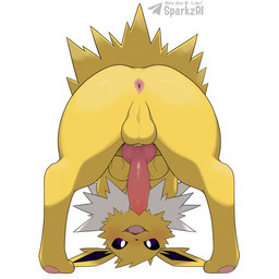 animal_genitalia animal_penis anus backsack balls blush butt canine_genitalia canine_penis cute_fangs erection feral fur genitals knot looking_at_viewer looking_through looking_through_legs male nude open_mouth pawpads penis perineum presenting presenting_anus presenting_hindquarters presenting_penis quadruped rear_view simple_background smile solo teeth text tongue white_background white_body yellow_body yellow_fur sergalbutt nintendo pokemon eeveelution generation_1_pokemon jolteon mammal pokemon_(species) 1:1 signature url
