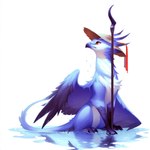 clothing feathers fur hat headgear headwear staff straw_hat water wings forsaken avian bird