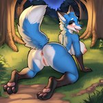 anotherarcticfox anthro anus big_breasts big_butt blush breasts butt canid canine feet female fox genitals hi_res huge_breasts huge_butt looking_at_viewer mammal pawpads paws pussy raised_tail solo tongue tongue_out wide_hips
