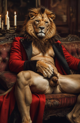 animal_genitalia anthro balls black_claws claws foreskin genitals male muscular_calves paws penis photorealism pubes realistic solo felid lion mammal pantherine hi_res