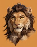 anthro fur hair looking_at_viewer male smile solo felid feline lagomorph leporid lion mammal pantherine