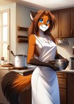 anthro bowl clothed clothing container cooking female inside kitchen looking_at_viewer solo standing twokinds anonymous_director laura_(twokinds) canid canine fox keidran mammal hi_res