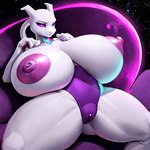 anthro areola big_areola big_breasts big_nipples breasts clitoris female genitals glowing glowing_genitalia nintendo nipples pokemon presenting presenting_pussy pussy solo thick_thighs lucariaura generation_1_pokemon legendary_pokemon mewtwo pokemon_(species)