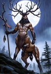 2024 anthro antlers balls black_nose brown_body brown_fur cervine_genitalia clothing dirt feathers forest full_moon fur genitals hooves horn landscape looking_at_viewer male male_focus moon multicolored_body multicolored_fur muscular muscular_male nature nature_background night nipples plant raining solo tree tuft avaru animal_humanoid cervid cervid_humanoid cervid_taur cervine cervine_humanoid cervine_taur elk humanoid mammal mammal_humanoid mammal_taur taur hi_res tagme