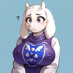 anthro blue_eyes bovid_horn breasts caprine_horn clothed clothing female fur goat_horn horn solo undertale white_body white_fur toriel bovid mammal hi_res