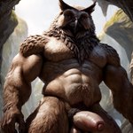 1:1 abs alternate_version_at_source anthro avian balls beak big_balls big_penis bird brown_body brown_fur colored colorful detailed detailed_background detailed_fur dungeons_and_dragons feathers foreskin fur genitals half-erect hi_res humanoid_genitalia humanoid_penis hybrid looking_at_viewer male mammal muscular muscular_anthro muscular_male navel notte nude outdoors outside owl owlbear pecs penis portrait presenting presenting_penis pubes realistic shaded soft_shading solo three-quarter_portrait ursid ursine warm_colors wizards_of_the_coast