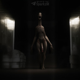 big_penis black_sclera creepy darkness dot_eyes emaciated flaccid genitals humanoid_genitalia humanoid_penis long_arms long_penis looking_at_viewer male nightmare_fuel nude open_mouth penis sharp_teeth skinny solo teeth text sergalbutt humanoid monster 1:1 signature url