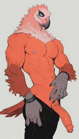abs anthro beak bedroom_eyes biceps big_penis bottomwear bottomwear_down bottomwear_pull bracelet claws clothed clothing clothing_pull erection feathers finger_claws foreskin genitals glans humanoid_genitalia humanoid_penis jewelry looking_at_viewer male muscular muscular_anthro muscular_male narrowed_eyes navel neck_tuft nipples obliques pants pants_down partially_clothed partially_retracted_foreskin pecs penis presenting presenting_penis pubes seductive serratus simple_background smile solo spiked_bracelet spikes standing tail topless topless_male tuft vein veiny_penis white_background unknown_director accipitrid accipitriform avian bearded_vulture bird old_world_vulture vulture hi_res
