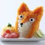 black_nose canid canine food fox icefoxai mammal rice solo sushi