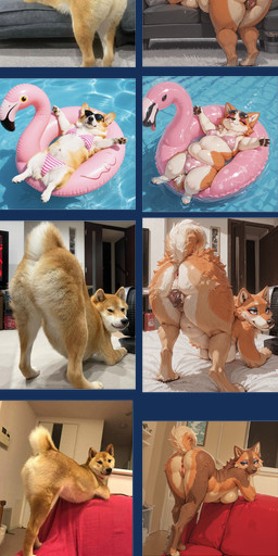 animal_genitalia animal_pussy anthro canine_genitalia canine_pussy female furniture genitals inside lying multi_panel on_ground on_sofa pool pool_toy001 pussy real rear_view sitting sofa bird_dog canid canine canis domestic_dog golden_retriever herding_dog hunting_dog mammal pastoral_dog retriever welsh_corgi absurd_res hi_res long_image tall_image