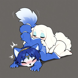 accessory all_fours anal anthro anthro_on_anthro ass_up blue_body blue_fur blue_hair blush butt chibi circlet claws countershading cunnilingus duo eyes_closed feet female female/female fingers floppy_ears fluffy fluffy_tail fur furgonomic grey_background hair hair_accessory hairband jewelry kneeling looking_pleasured lop_ears markings nude open_mouth oral rimming sex simple_background tail tail_accessory tail_motion tailband tailwag toes tongue tongue_out tuft vaginal white_body white_fur unknown_director nintendo star_fox fay_(star_fox) krystal_(star_fox) bird_dog canid canine canis domestic_dog fox hunting_dog mammal spaniel hi_res