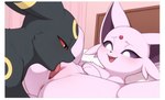 anus black_body black_fur blush cunnilingus cute_expression duo female feral feral_on_feral fur genitals humanoid_genitalia humanoid_pussy male male/female open_mouth oral pink_body pink_fur pussy sex tongue tongue_out vaginal anguirus12345 nintendo pokemon eeveelution espeon generation_2_pokemon pokemon_(species) umbreon