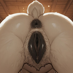 animal_genitalia anthro anus butt close-up female first_person_view fur genitals mature_female nude presenting pubes pussy rear_view solo tuft white_body wide_hips vitiligo_(director) mammal polar_bear ursid ursine absurd_res hi_res