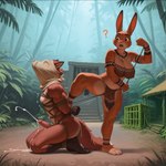 anthro bdsm bodily_fluids bondage bound breasts cum dominant dominant_female duo ejaculation female genital_fluids hands-free male male/female restraints rope rope_bondage rope_harness submissive submissive_male tribal latentspaceman canid canine fox lagomorph mammal hi_res