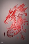 attempted_signature dragon headshot_portrait icefoxai portrait red_line_art ruins_markings side_view simple_background solo tribal white_background